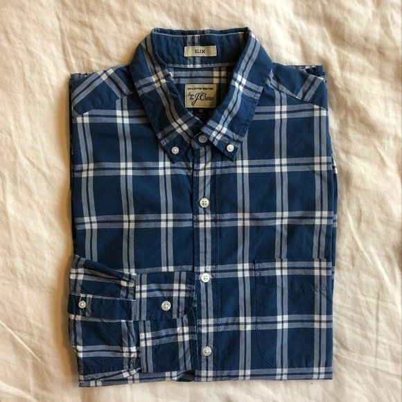 J.Crew Slim Button-Down Plaid Cotton Shirt - Picture 1 of 6